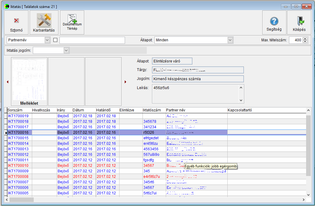 Rögzített Iktatások Rögzített Iktatások